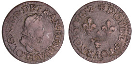 France - Louis XIII (1610-1643) - Double tournois au buste enfantin et col fraisé - 1612 T (Nantes)