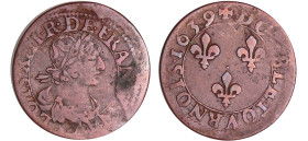 France - Louis XIII (1610-1643) - Double tournois au buste viril drapé à l’antique - 1639