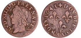 France - Louis XIII (1610-1643) - Double tournois de Warin - 1643
