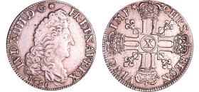 France - Louis XIV (1643-1715) - ½ écu aux 8 L, 1er type - 1690 X  (Amiens)