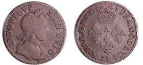 France - Louis XIV (1643-1715) - Essai du double tournoi large aux lis couronnés - 1643 A (Paris)