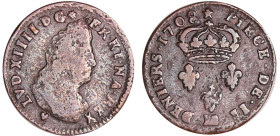 France - Louis XIV (1643-1715) - Deux deniers de Strasbourg - 1708 BB
