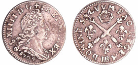 France - Louis XIV (1643-1715) - 5 sols aux insignes - 1704 BB (Strasbourg)