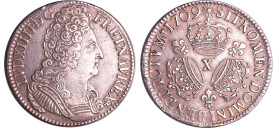 France - Louis XIV (1643-1715) - Ecu aux 3 couronnes - 1709 X (Amiens)