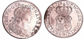 France - Louis XV (1715-1774) - Ecu de France-Navarre - 1718 B (Rouen)