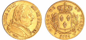 France - Louis XVIII (1815-1824) - 20 francs au buste habillé 1814 W (Lille)