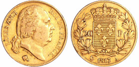France - Louis XVIII (1815-1824) - 20 francs au buste nu 1817 A (Paris)