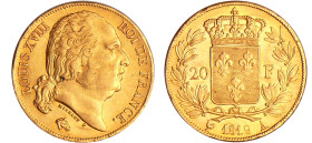 France - Louis XVIII (1815-1824) - 20 francs au buste nu 1819 A (Paris)