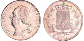 France - Louis XVIII (1815-1824) - 5 francs au buste nu 1823 A (Paris)