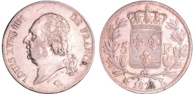 France - Louis XVIII (1815-1824) - 5 francs au buste nu 1823 K (Bordeaux)
