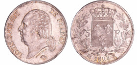 France - Louis XVIII (1815-1824) - 5 francs au buste nu 1824 K (Bordeaux)