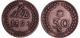 France - Louis XVIII (1815-1824) - Mines d'Aniche - 30 sous 1820