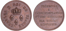France - Charles X (1824-1830) - Essai au module de la 2 francs (1824) tranche en reliéf