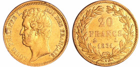 France - Louis-Philippe Ier (1830-1848) - 20 francs tête nue tranche en relief 1831 A (Paris)