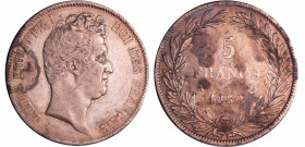France - Louis-Philippe Ier (1830-1848) - 5 francs tête nue tranche en creux 1830 A (Paris)