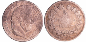 France - Louis-Philippe Ier (1830-1848) - 5 francs tête laurée 1er type tranche en creux 1831 BB (Strasbourg)