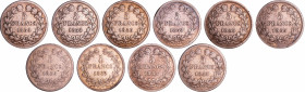 France - Louis-Philippe Ier (1830-1848) - 5 francs tête laurée 1er type tranche en relief année 1835 (10 monnaies)