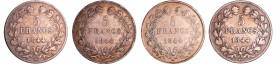 France - Louis-Philippe Ier (1830-1848) - 5 francs tête laurée 1er type tranche en relief année 1844 (4 monnaies)