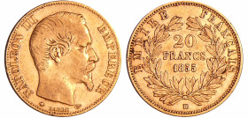 France - Napoléon III (1852-1870) - 20 francs tête nue 1855 BB (Strasbourg)