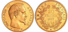 France - Napoléon III (1852-1870) - 20 francs tête nue 1857 A (Paris)