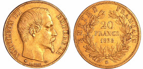 France - Napoléon III (1852-1870) - 20 francs tête nue 1858 BB (Strasbourg)