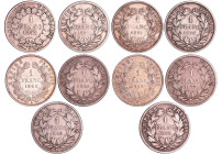 France - Napoléon III (1852-1870) - 1 franc tête nue Année 1852 à 1860 (10 monnaies)