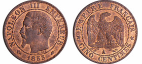 France - Napoléon III (1852-1870) - 5 centimes tête nue 1855 A (Paris)