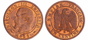France - Napoléon III (1852-1870) - 1 centime tête nue 1853 B (Rouen)