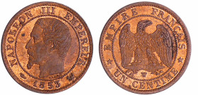 France - Napoléon III (1852-1870) - 1 centime tête nue 1853 W (Lille)