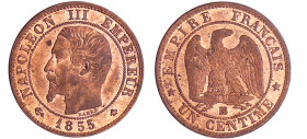 France - Napoléon III (1852-1870) - 1 centime tête nue 1855 BB (Strasbourg)