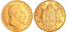 France - Napoléon III (1852-1870) - 50 francs tête laurée 1866 A (Paris)