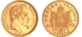 France - Napoléon III (1852-1870) - 20 francs tête laurée 1862 A (Paris) grand A