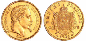 France - Napoléon III (1852-1870) - 20 francs tête laurée 1866 A (Paris)