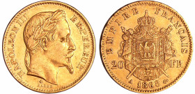 France - Napoléon III (1852-1870) - 20 francs tête laurée 1868 A (Paris)
