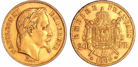 France - Napoléon III (1852-1870) - 20 francs tête laurée 1868 BB (Strasbourg)