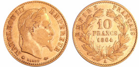 France - Napoléon III (1852-1870) - 10 francs tête laurée 1864 A (Paris)