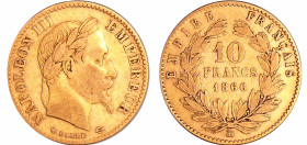 France - Napoléon III (1852-1870) - 10 francs tête laurée 1866 BB (Strasbourg)