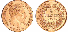 France - Napoléon III (1852-1870) - 5 francs tête laurée 1862 A (Paris)