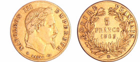France - Napoléon III (1852-1870) - 5 francs tête laurée 1863 BB (Strasbourg)