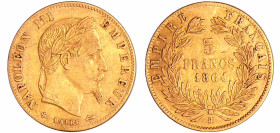 France - Napoléon III (1852-1870) - 5 francs tête laurée 1864 BB (Strasbourg)