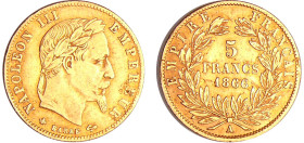 France - Napoléon III (1852-1870) - 5 francs tête laurée 1866 A (Paris)