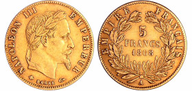 France - Napoléon III (1852-1870) - 5 francs tête laurée 1868 A (Paris)