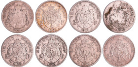 France - Napoléon III (1852-1870) - 2 francs tête laurée (8 monnaies)