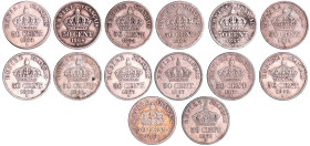 France - Napoléon III (1852-1870) - 50 centimes tête laurée (14 monnaies)