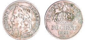 France - Napoléon III (1852-1870) - 50 centimes tête laurée 1869 BB (Strasbourg)