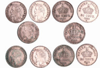France - Napoléon III (1852-1870) - 20 centimes tête laurée grand module (5 monnaies)