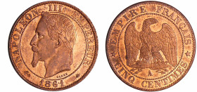 France - Napoléon III (1852-1870) - 5 centimes tête laurée 1861 A (Paris)