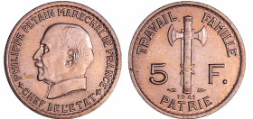 France - Etat Français (1940-1944) - 5 francs maréchal Pétain 1941