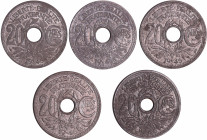 France - Gouvernement provisoire (1944-1947) - 20 centimes année 1945 et 46 série complète (5 monnaies)