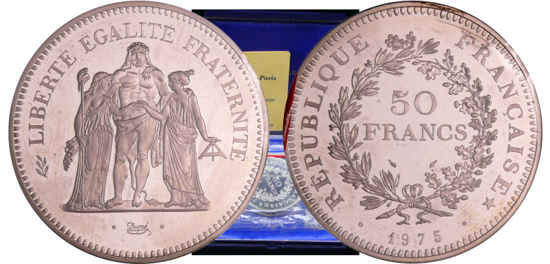 France - Cinquième république (1959- ) - 50 francs Hercule 1975 piéfort en argen...